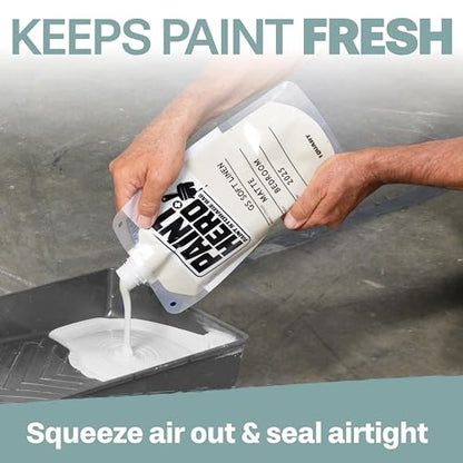 Paint Hero 8 Pack Paint Storage Bags - Airtight Refillable 1 Quart Pouches with Funnel