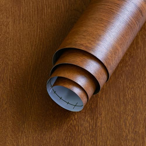Large Wood Contact Paper 48x354 inch Brown Wood Peel and Stick Wallpaper Removable Self-Adhesive Wood Grain Vinyl Wrap Thicken Wooden Look Decor Wallpaper for Kitchen Countertop Wall Covering - size: 48" x 354"