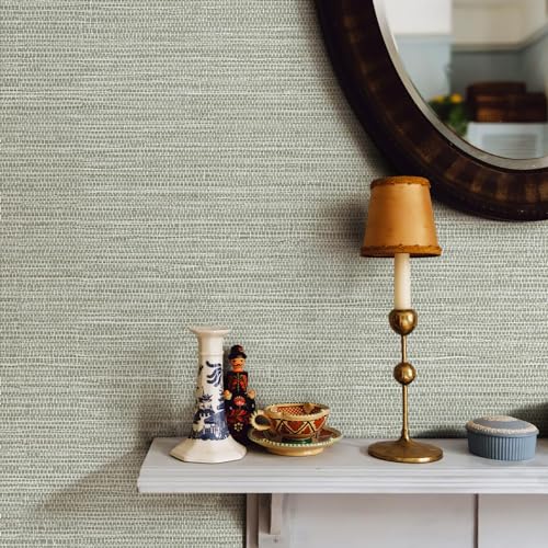 JiffDiff Grasscloth Wallpaper Peel and Stick Cream Grassweave Stick on Wallpaper Textured Self Adhesive Wall Paper Contact Paper 787" x 17.3" - color: withered, size: 17.3" x 787"