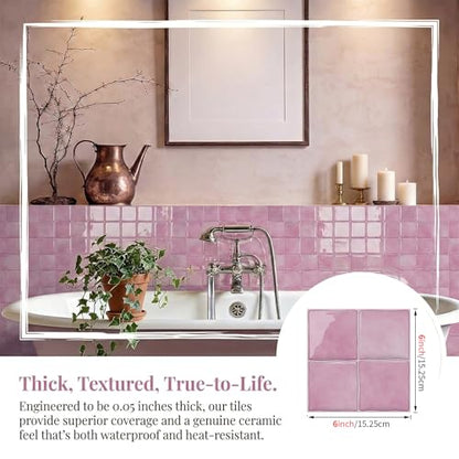 24 Sheets Blush Pink 6"x6" Peel and Stick Subway Tile Backsplash - color: Blush Pink, size: 24 Pcs 6" x 6" x 0.05"
