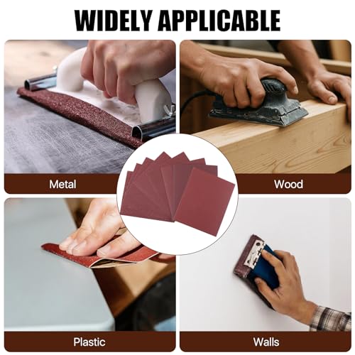 120 Pcs 1/4 Sheet Sandpaper, Assorted 60 80 120 150 180 240 400 600 Grit Sand Paper, Sandpaper Assortment with Hook & Loop Backing for Wood Wood Automotive Palm Sanders Wet Dry Sanding
