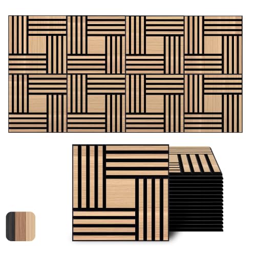 WoveN SounD Acoustic Wall Panels, Natural Oak, 16 Pack, 12x12 in - color: Metre, Natural Oak, 16 Pack