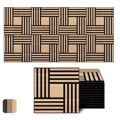 WoveN SounD Acoustic Wall Panels, Natural Oak, 16 Pack, 12x12 in - color: Metre, Natural Oak, 16 Pack