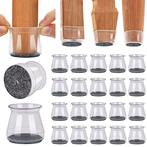 BUMACO Chair Leg Floor Protectors for Hardwood Floors Anti-Scratch 20 Pack - color: Clear-20 Pcs, size: Universal S