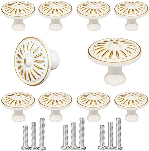 Cabinet Knob, 10Pcs 35mm Single Hole Ceramic knob Dresser Cupboard Cabinet Drawer Knobs Wardrobe Door Pull Handle for Home Office