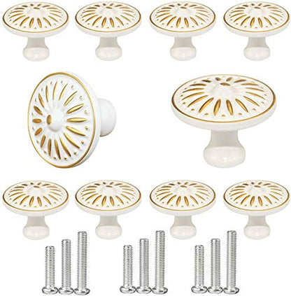 Cabinet Knob, 10Pcs 35mm Single Hole Ceramic knob Dresser Cupboard Cabinet Drawer Knobs Wardrobe Door Pull Handle for Home Office