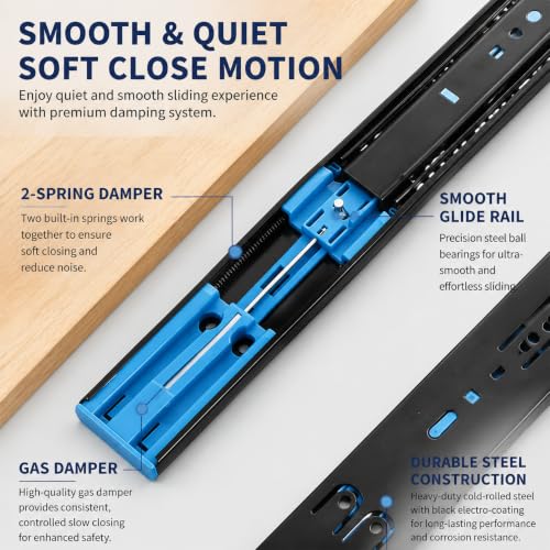 10 Pairs 22 Inch Soft Close Drawer Slides, Full Extension 100 Lbs Rails - size: 22 INCH-10 PAIRS