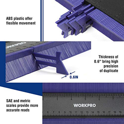 WORKPRO Contour Gauge Tool, Angle Measuring Ruler Set with 10-Inch Gauge