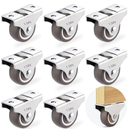 1.5" Small‑Size Fixed Caster Wheels, Low‑Profile Rigid Plate Casters,8‑Pack - style: 1.5 Inch Wheel