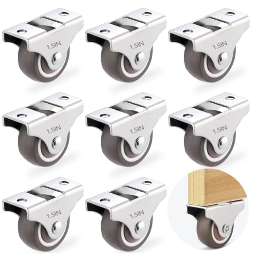 1.5" Small‑Size Fixed Caster Wheels, Low‑Profile Rigid Plate Casters,8‑Pack - style: 1.5 Inch Wheel