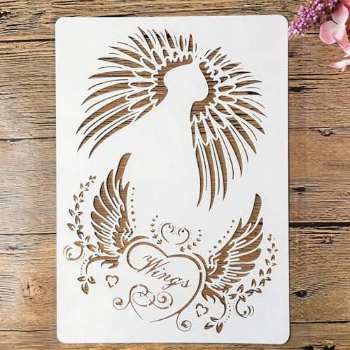 TIAMECH A4 Reusable Pair Wings Stencil for Painting - style: Angel Wings