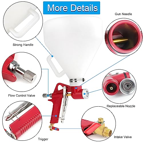 Texture Drywall Sprayer,Air Hopper Spray Guns Paint with 1.5 Gallon Hopper Includes 3 Nozzles(4.0mm/6.0mm/8.0mm) Air Texture Gun for Walls,Ceiling,Stucco Mud,Knockdow,Spray Gun