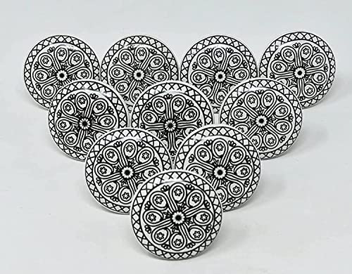Set of 10 Ceramic Cabinet Colorful Knobs for Kitchen, Cabinet, Drawer, Wardrobe (Black) - color: Black