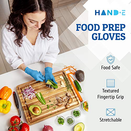 Hand-E Touch Blue Nitrile Disposable Gloves - Latex Free Medical Exam Gloves, Powder Free, Food Safe, Cooking - style: Medium