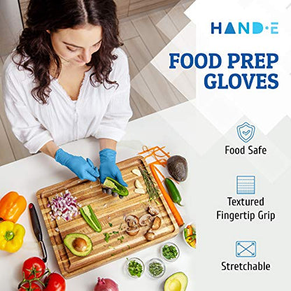 Hand-E Touch Blue Nitrile Disposable Gloves - Latex Free Medical Exam Gloves, Powder Free, Food Safe, Cooking - style: X Small
