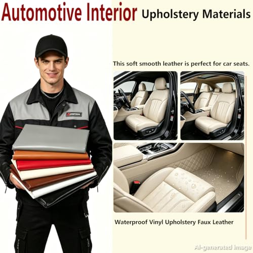 Picheng Vinyl Uholstery Faux Leather: 54" x 36" Soft Durable Marine Vinyl - color: Beige, size: 1Yard（54"x36"）