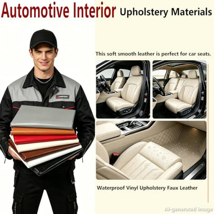 Picheng Vinyl Uholstery Faux Leather: 54" x 36" Soft Durable Marine Vinyl - color: Beige, size: 1Yard（54"x36"）