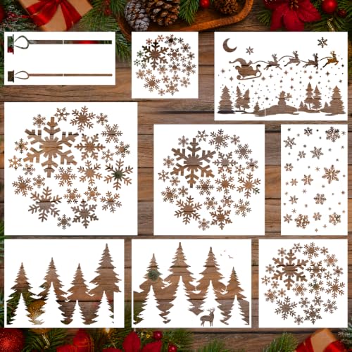 AFRITEE Christmas Stencils for Craft Reusable Snowflake Template for Window - style: Snowflake