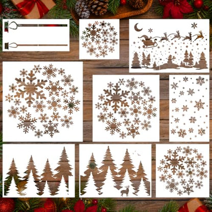 AFRITEE Christmas Stencils for Craft Reusable Snowflake Template for Window - style: Snowflake