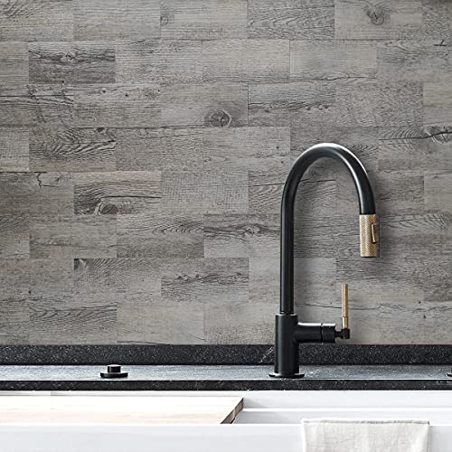 AULIGET 100 Piece Peel and Stick Backsplash PVC Tile, 3 Inch x 6 Inch Dover Gray Stick on Tiles for Backsplash Kitchen, Bathroom, Laundry Room, Camper, Fireplace - color: Rustic Gray