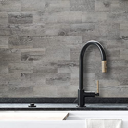 AULIGET 100 Piece Peel and Stick Backsplash PVC Tile, 3 Inch x 6 Inch Dover Gray Stick on Tiles for Backsplash Kitchen, Bathroom, Laundry Room, Camper, Fireplace - color: Rustic Gray