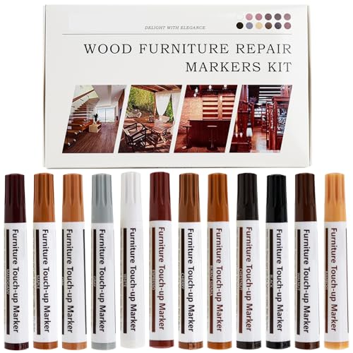 SEISSO Furniture Pens for Touch Up, 12 Colors Wood Scratch Repair Markers - color: 12 color wood markers, size: 14 pcs
