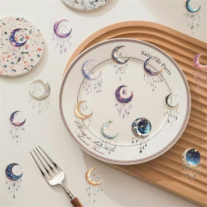Fantasy Galaxy Stickers - 50pcs Aesthetic Transparent Waterproof Celestial Decals for Water Bottle Laptops,Scrapbook,Journals,Kindle Case Teens and Adults (Bright Color) - color: Bright Color