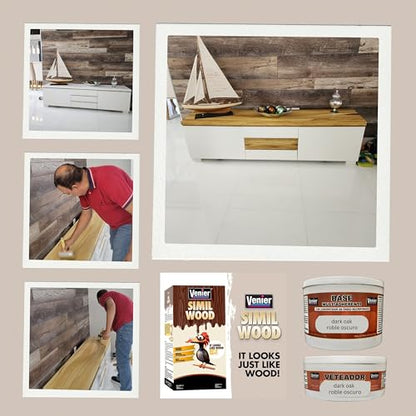 Venier Wood Like Paint Garage Doors (Dark Oak) - Furniture Cabinets Metal - Interior Exterior Paint - Liquid Wood (25,36 fl. oz) - color: Dark Oak