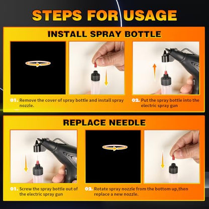 Lionbow 3 Pack 150ml Spray Bottles with 9 Spray Nozzles, Replacement Accessories Compatible with Lionbow Paint Sprayer, 1.2mm Spray Needle Only Suitable for P04