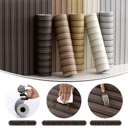 Walnut Peel and Stick Slat Wall Panels,Wood Grain Paneling - color: Dark Walnut