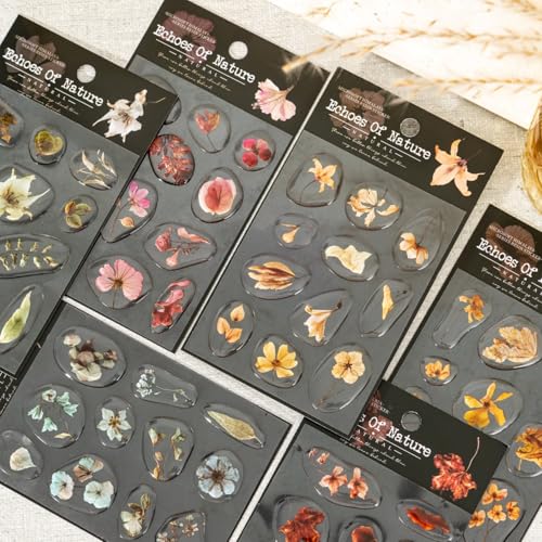66 Pcs 3D Epoxy Dried Flower Stickers for Scrapbooking - color: The Echoes of Nature