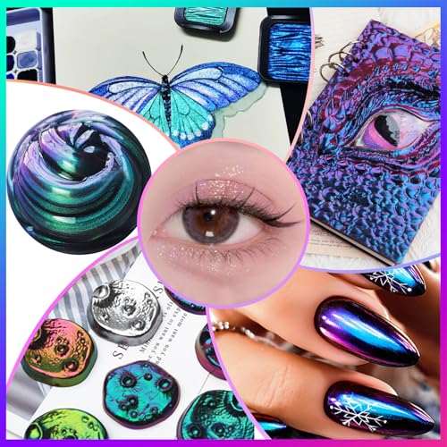 Matio Chameleon Mica Powder, 10 * 5g Chrome Powder, Pearlescent Effect - color: 10 Colors Colorful