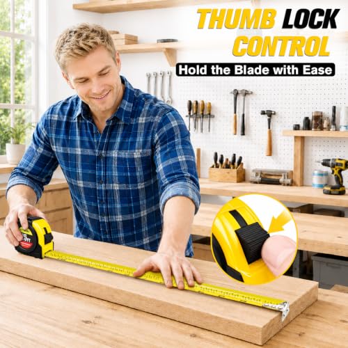 JETMORE 6 Pack Measuring Tape, Retractable Tape Measure with Magnetic Hook - size: 6-Pack Yellow