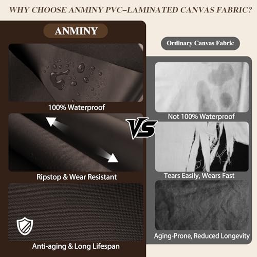 ANMINY 100% Waterproof Fabric Marine Canvas, 58" W 600D, 1 Yard Dark Brown - color: Dark Brown, size: Pre-cut 1 Yard