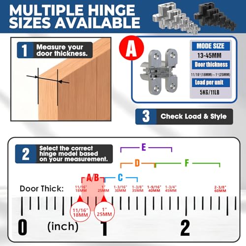 Hidden Door Hinge, Black, 0.51 * 1.77Inch, 4Pack - color: Black, size: 0.51*1.77Inch(4Pcs)