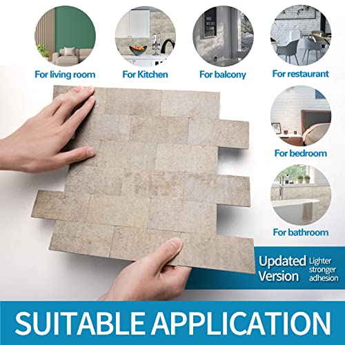 Art3d Peel and Stick Backsplash, Stick on Wall Tile, 10-Pack, Stone Beige - color: Stone Beige 10pcs