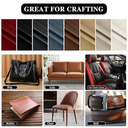 Faux Leather Fabric, Marine Vinyl Upholstery Fabric 54" x 108", 1.05mm Thick Soft Durable Synthetic Material for Sofa Chairs Bags Car Seats Furniture DIY Crafts Sewings, Black - color: Black, size: Pre-cut 3 Yard (54" x 108")