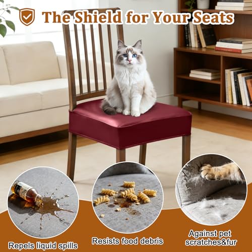 Dioxide Chair Covers,Kitchen Chair Seat Covers for Dining Room,Red,Set of 4 - color: Model B - Burgundy, size: set of 4