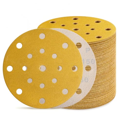 80Pcs 6 Inch Sanding Discs 150 Grit, Hook and Loop Orbital Sandpaper - style: 150Grit-80Pcs