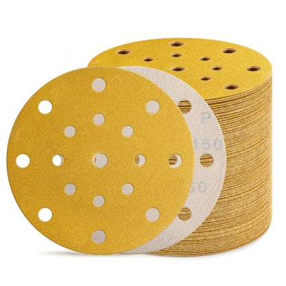 80Pcs 6 Inch Sanding Discs 150 Grit, Hook and Loop Orbital Sandpaper - style: 150Grit-80Pcs
