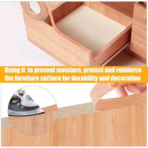 Red Oak Edge Banding,3/4 Inch x 50ft Roll Pre-Glued Iron On Wood Veneer Edging Banding Tape with Hot Melt Adhesive Flexible Edge Band for DIY & Professional Projects - color: Red Oak Wood, size: 3/4 Inch x 50 ft