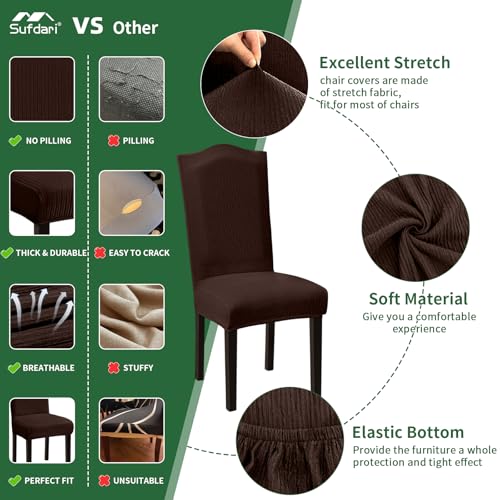 Sufdari Dining Room Chair Covers Set of 4, Non-Slip Spandex Kitchen Parsons Chair Slipcovers for Dining Room, Hotel (Extra Large) - color: .Coffee, size: XL-4 PC