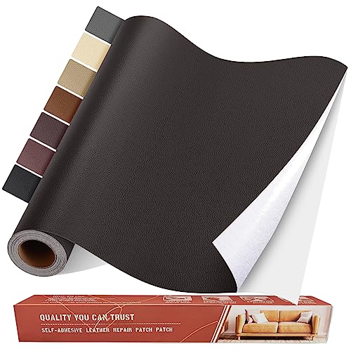 Leather Repair Tape, Self Adhesive Leather Repair Patch Kit Brownish Black - color: Brownish Black, size: 17x79inch