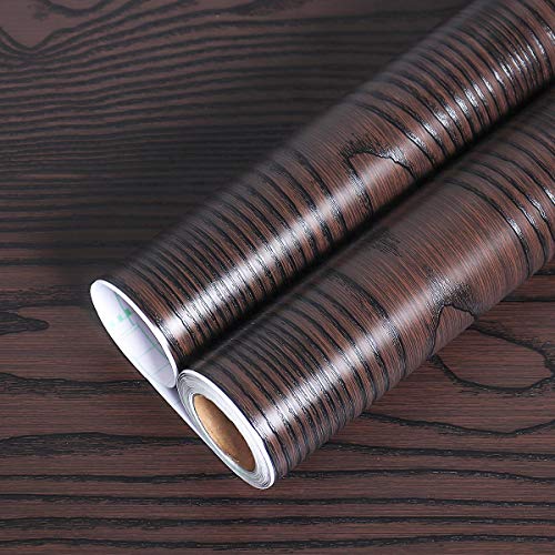 Livelynine 36 X197 Inch Black Brown Peel and Stick Countertops Wood Contact Paper Waterproof Kitchen Vinyl Wrap for Table Desk Cabinet Renter Friendly Countertop Cover Self Adhesive Counter Top Covers - color: Brown Wood, size: 36" x 197"