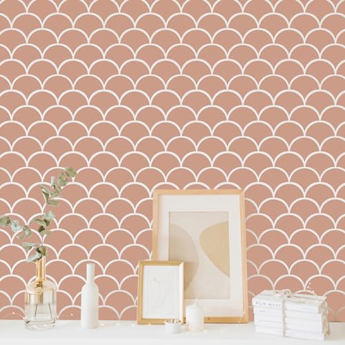14 Inch (4 Pack) Boho Geometric Modern Design Stencils for Painting Large Pattern on Wall, Wood, Canvas, Crafts, Concrete Stencils for Patio, Reusable Wall Stencils for Painting Art Décor