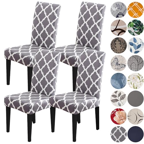 HZDHCLH Dining Chair Covers Set of 4 Stretch Chair Slipcovers Washable - color: British Grey, size: 4 PCS