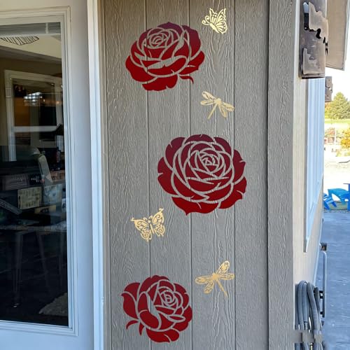 Large Flower Stencils for Wood Fence Rose Stencil - style: Rose
