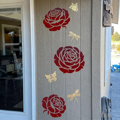 Large Flower Stencils for Wood Fence Rose Stencil - style: Rose