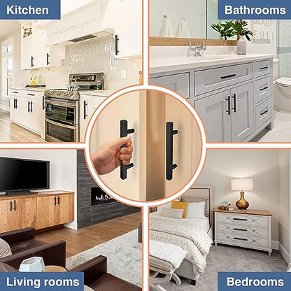 AEEKEL 30 Pack 6" Length Kitchen Cabinet Handles, Matte Black Drawer Pulls - color: Matte Black, size: 3-3/4 In Hole Center