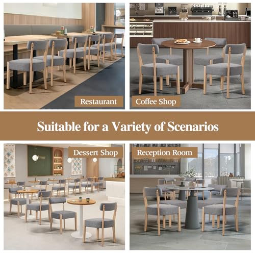 ZJhome Dining Chairs Set of 2,Mid Century Modern Dining Chair Set - Linen Upholstered Low Back Kitchen & Dining Room Chairs with Woven Design,Grey Fabric - color: Grey Fabric, size: Set of 2